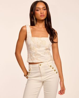 Ramy Brook Riley Floral Embroidered Sleeveless Top - Natural