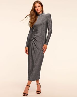 Ramy Brook Amarilys Sparkle Knit Mock Neck Midi Dress - Natural