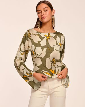 Ramy Brook Amanda Boat Neck Long Sleeve Top - Natural