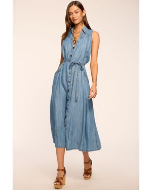 Ramy Brook Clover Chambray V-Neck Midi Dress - Blue