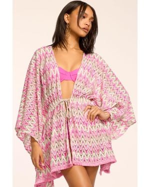 Ramy Brook Mckala Chevron Knit Mini Coverup Dress - Pink