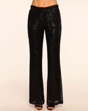 Ramy Brook Olivian Beaded Sequin Flare Pant - Black