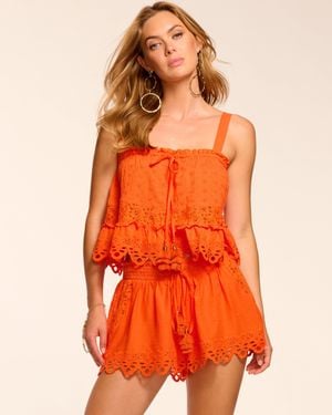 Ramy Brook Diane Cotton Eyelet Coverup Short - Orange