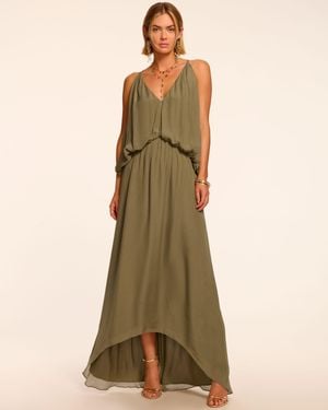 Ramy Brook Ambar Draped V-Neck Maxi Dress - Green