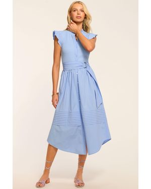 Ramy Brook Odessa Cotton Knit Combo Midi Dress - Blue
