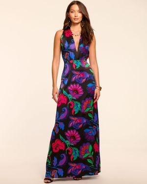 Ramy Brook Martin Silk Plunging Gown - Blue