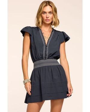 Ramy Brook Tahlia Cotton Poplin Smocked Mini Dress - Blue