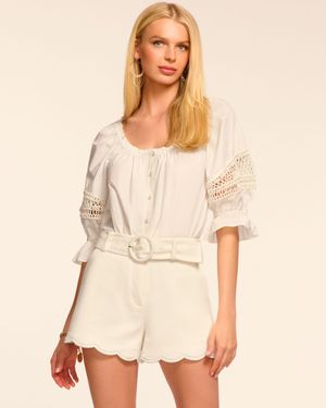 Ramy Brook Violeta Stretch Cotton Scalloped Mini Short - Natural