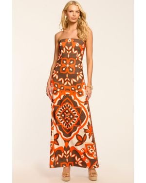 Ramy Brook Naila Printed Strapless Maxi Dress - Orange