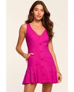 Ramy Brook Olana Stretch Cotton V-Neck Mini Dress - Pink