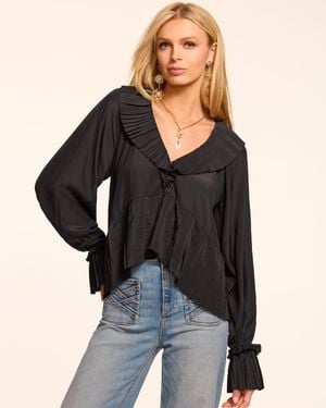 Ramy Brook Jacklyn V-Neck Long Sleeve Blouse - Black