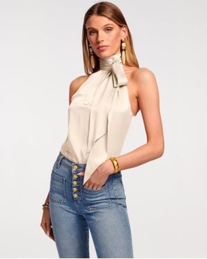 Ramy Brook Lori Silk High Neck Tank Top - Blue