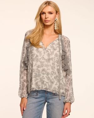 Ramy Brook Emily Printed Silk Long Sleeve Blouse - Natural