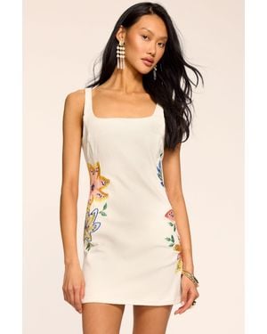 Ramy Brook Adriana Floral Embroidered Denim Mini Dress - Natural
