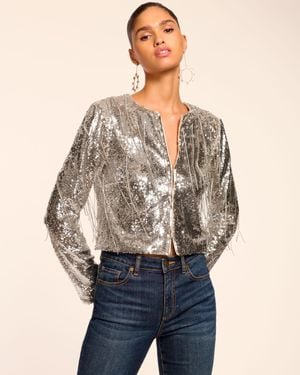 Ramy Brook Sapphire Sequin Fringe Jacket - Natural