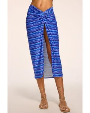 Ramy Brook Xana Chevron Glitter Coverup Skirt - Blue
