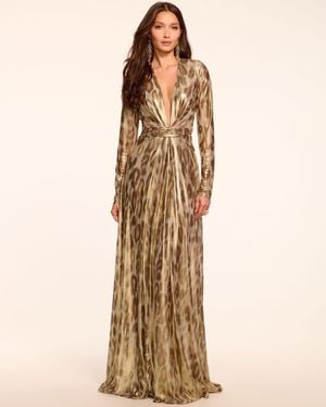 Ramy Brook Martini Printed Plunging Gown - Natural