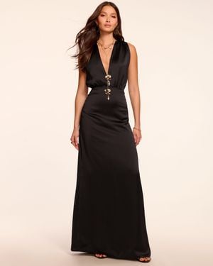 Ramy Brook Martin Plunging Sleeveless Gown - Black