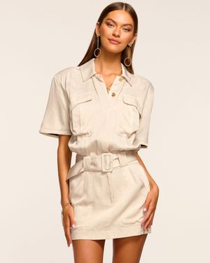 Ramy Brook Avery Belted Short Sleeve Mini Dress - Natural