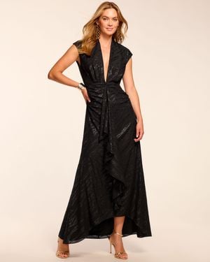 Ramy Brook Catrin Lurex Plunging Gown - Black