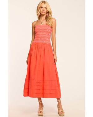 Ramy Brook Jace Cotton Poplin Smocked Maxi Dress - Red