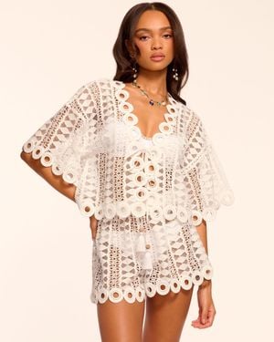 Ramy Brook Hilda Cotton Embroidered Coverup Mini Short - Natural