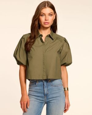 Ramy Brook Valeria Cotton Poplin Button Down Top - Green