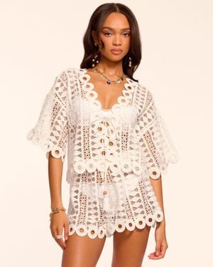 Ramy Brook Dottie Cotton Embroidered Coverup Top - Natural