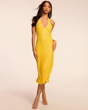 Ramy Brook Sloan Beaded Halter Midi Dress - Yellow