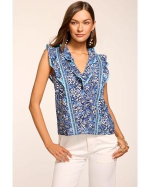 Ramy Brook Samson Printed Cotton Sleeveless Top - Blue