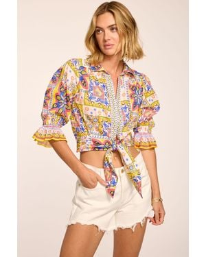Ramy Brook Zola Cotton Printed Top - Natural