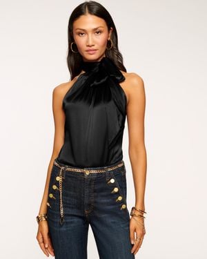 Ramy Brook Lori Silk High Neck Tank Top - Blue