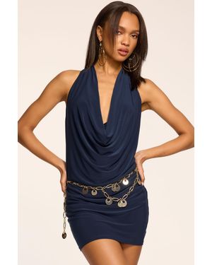 Ramy Brook Nora Jersey Cowl Neck Mini Dress - Blue
