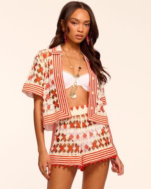 Ramy Brook Cordelia Crochet Coverup Mini Short - Orange