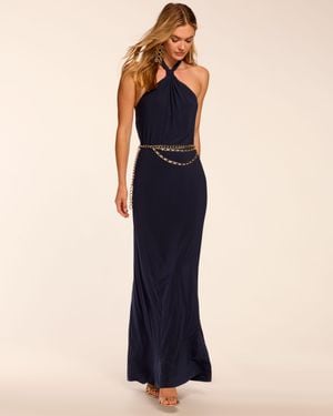 Ramy Brook Leora Jersey Halter Maxi Dress - Blue