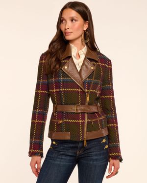 Ramy Brook Mullin Plaid Moto Jacket - Brown