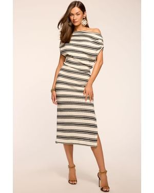 Ramy Brook Chet Striped Knit Midi Dress - Natural