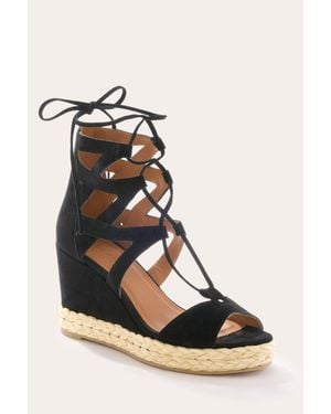 Ramy Brook Devon Lace Up Espadrille Wedge - Black