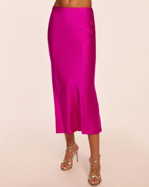Ramy Brook Krisia Silk Slip Midi Skirt - Pink