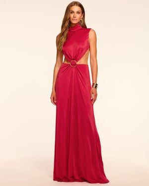Ramy Brook Charles Jersey Cut Out Open Back Maxi Dress - Red
