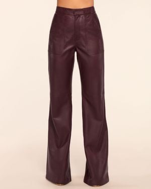 Ramy Brook Theodora Leather High-Rise Wide Leg Pant - Purple