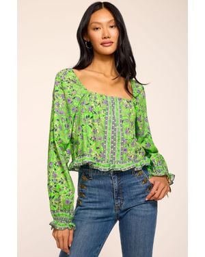 Ramy Brook Farah Printed Cotton Long Sleeve Top - Green