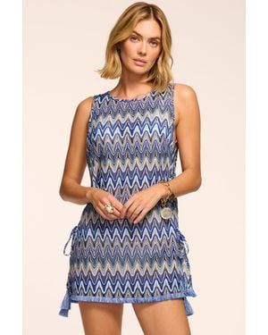 Ramy Brook Kimber Printed Knit Mini Coverup Dress - Blue
