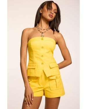 Ramy Brook Eva Cotton Tailored Strapless Top - Yellow