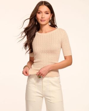 Ramy Brook Elliot Pointelle Silk Cashmere Short Sleeve Top - Natural