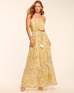 Ramy Brook Nadine Cotton Strapless Coverup Maxi Dress - Yellow