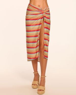 Ramy Brook Xana Glitter Stripe Coverup Skirt - Orange