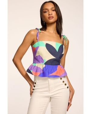 Ramy Brook Elisa Printed Linen Tank Top - Blue