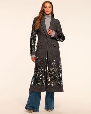Ramy Brook Paul Wool Blend Embellished Coat - Black