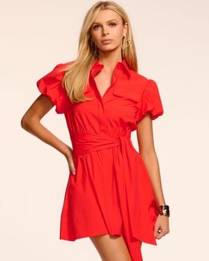 Ramy Brook Nicky Cotton Poplin Short Sleeve Mini Dress - Red
